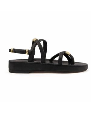 Renasci Flora Platform Crossover Sandals - Black