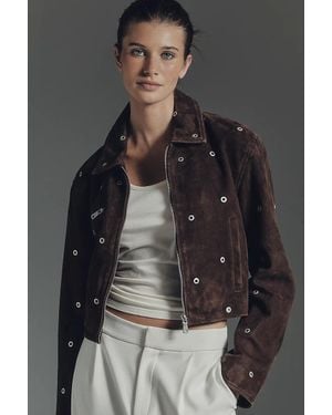 Avec Les Filles Suede Moto Jacket - Gray