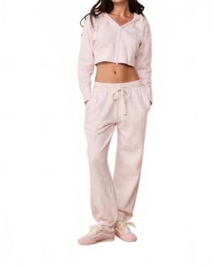 LoveShackFancy Lillia Chantilly Bow Print Sweatpants - White