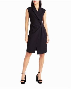 Nicole Miller Vivienne Crepe Sleeveless Coat Dress - Black