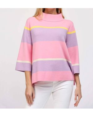Fate Mock Neck Stripe Sweater - Pink