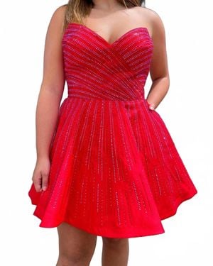 Sherri Hill Strapless Hot Fix Cocktail Dress - Red
