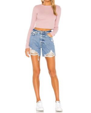 GRLFRND Jourdan Ripped Shorts - Blue