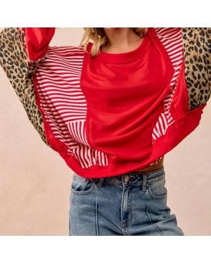 Bibi Oversized Long Sleeve Top - Red