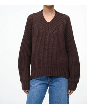 STAUD Otto V Neck Sweater - Brown