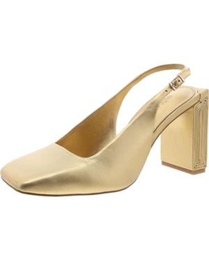 Cult Gaia Leather Metallic Slingback Heels - Natural