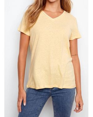 Charlie b Linen Blend V-Neck T-Shirt - Blue