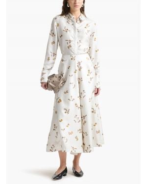 Altuzarra Varda Floral Silk Midi Skirt - White