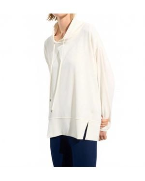 Joseph Ribkoff Woven Twill Boxy Tunic With Funnel Collar - White