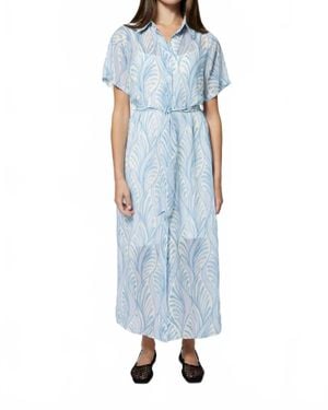 Amanda Maria Chiffon Beach Print Shirt Dress - Blue