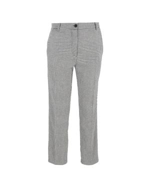 Iris & Ink Patterned Straight-Leg Pants - Gray