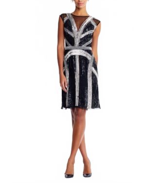 Aidan Mattox Full Beaded Sleeveless Party Dress - Black