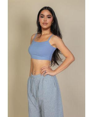 TRUEDAMES Ribbed Knit Cami Crop Top - Blue