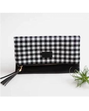 FUNKY MONKEY Buffalo Check Foldover Clutch - Black