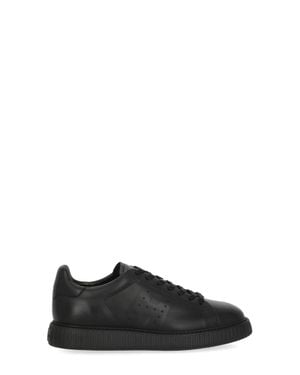 Hogan Monochromatic Smooth Leather Low-Top Sneakers - Black