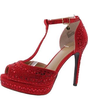Thalia Sodi Chace Platform Peep Toe Pumps - Red