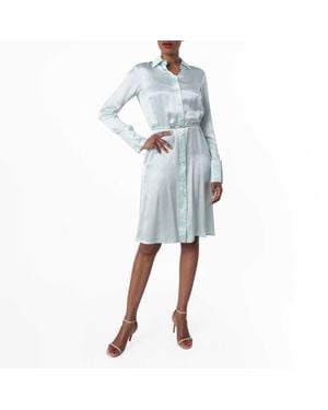 Bally Long-Sleeved Silk Shirt Dress - Blue