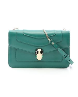 BVLGARI Serpenti Forever Leather Shoulder Bag - Green
