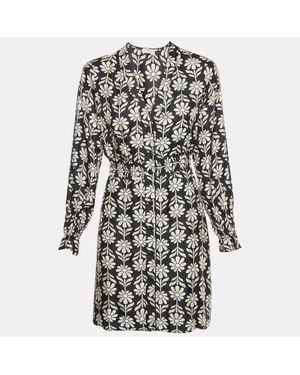 Sandro Floral Print Sateen Illiana Mini Dress - Black