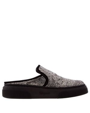 Ferragamo Ferragamo Crystal-Embellished Slip-On Sneakers, Size 7 - Black