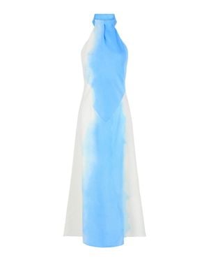 Ferragamo Abstract-Print Halterneck Dress - Blue