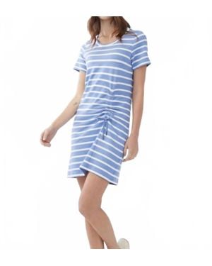 Fdj Short Sleeve Stripe Dress - Blue