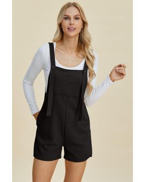 TRUEDAMES Double Take Full Size Texture Sleeveless Romper - Black