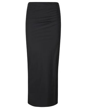 Amazuìn Viky Ruching Midi Skirt - Black