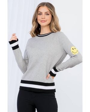 Thml Harper Smiley Face Knit Sweater - Gray