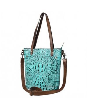 American Darling Western Leather Tote Bag - Blue