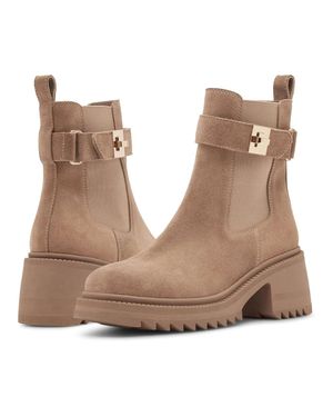 Steve Madden Gates Chelsea Taupe Buckle Strap Ankle Boots Rhs7754 - Brown