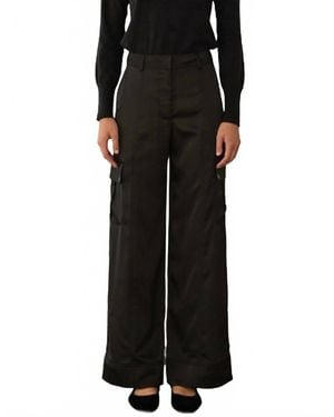 Skies Are Blue Light Satin Cargo Pants - Black