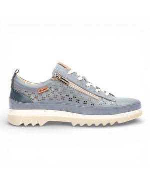 Pikolinos Denim Leather Lace Up Zip Sneaker Sneaker Shoes - Blue