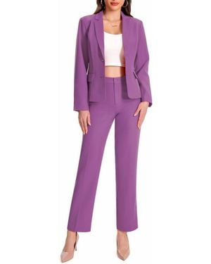 YUNCLOS 2 Piece Suit Set - Purple