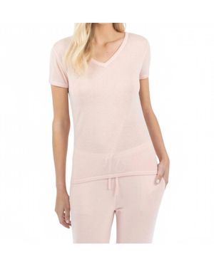 LEIMERE Feather Vneck Tee - Pink