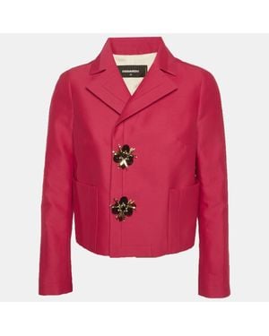 DSquared² Silk Blend Regular Fit Blazer - Pink
