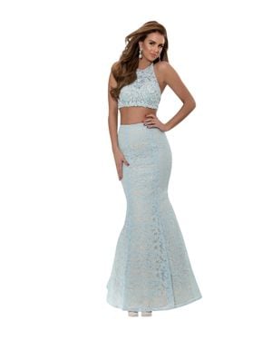 Jasz Couture Elegant Sleeveless Gown - Blue