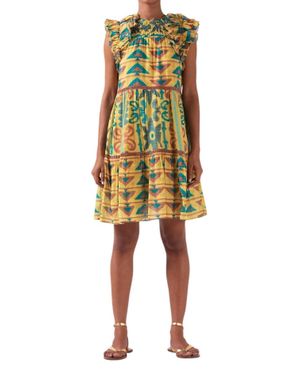 Ash Olga Mini Tiered Dress - Yellow