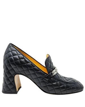 Madison Maison Leather Quilted Heel Loafer - Blue