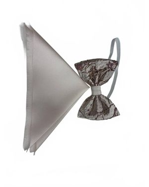 Quiet Luxury Bow Tie And Pocket Piece - Gray