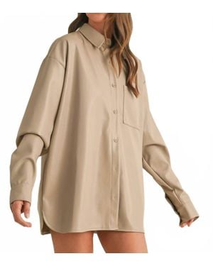 Klesis Oversized Faux Leather Button Down - Natural