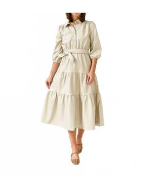 Fate A Leather Love Affair Midi Dress - Natural