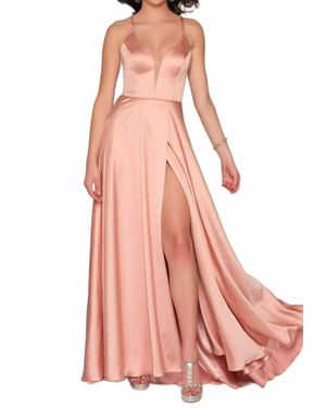 Dave & Johnny Lace-Up Back Faux Wrap A Line Dress - Pink