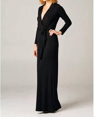 She + Sky Solid Stretch Long Sleeve Jumpsuit - Black