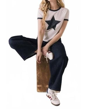 Chaser Brand Classic Star Vintage Ringer Tee With Star Print - Black