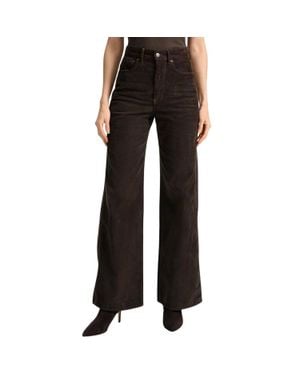 Veronica Beard Taylor High Rise Wide Leg Corduroy Pants - Black