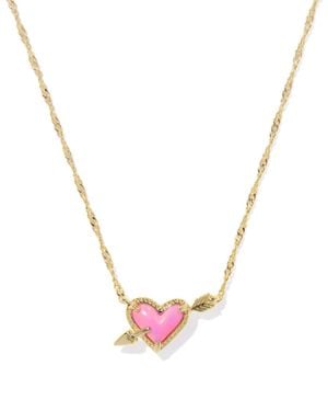 Kendra Scott Ari Heart Arrow Short Pendant Necklace - Pink