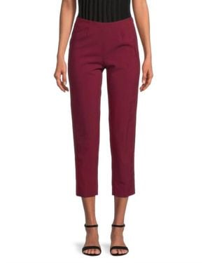 Piazza Sempione Audrey Wool Straight Leg Ankle Crop Pants - Red
