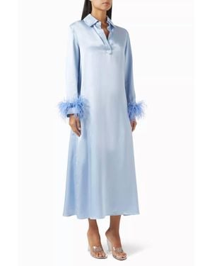 Sleeper Luna Maxi Dress With Detachable Feathers - Blue