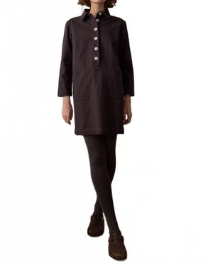 Bibico Tara Short Cotton Twill Dress - Black